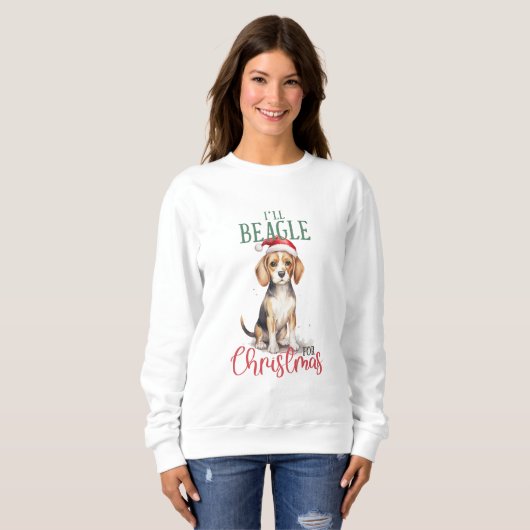 Sweatshirt Je serai Beagle pour Noël (Devant entier)