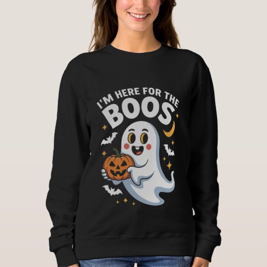 Sweatshirt Je suis ici pour les Boos - Drôle Halloween Design (Devant)