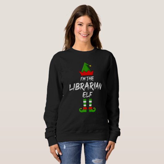 Sweatshirt Je suis le bibliothécaire Elf Matching Family Elf  (Devant entier)