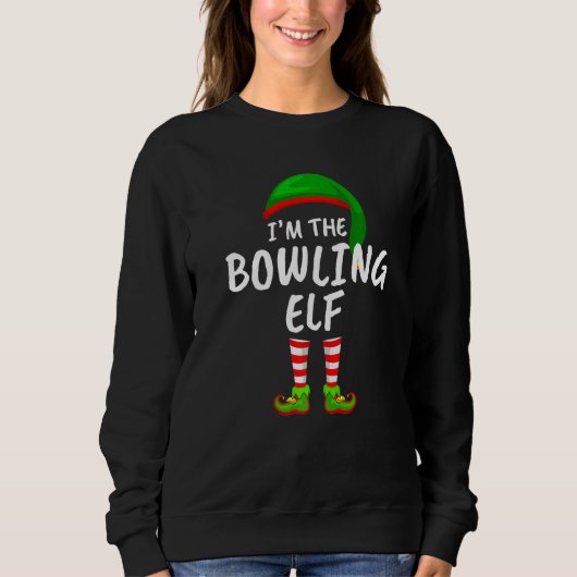 Sweatshirt Je suis le Noël de l'elfe de bowling (Devant)