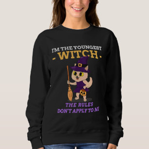 Sweatshirt Je suis le plus jeune des règles de sorcière ne pa