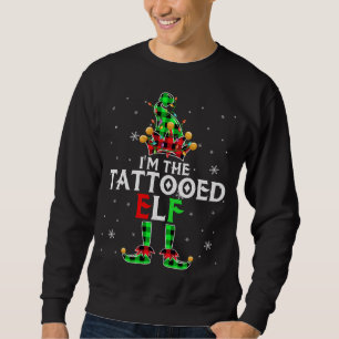 Sweatshirt Je suis l'Elfe tatoué Feux de Noël Elf Red Gree