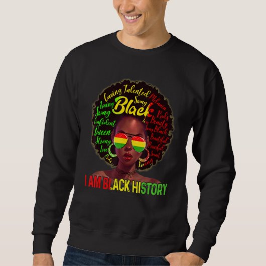Sweatshirt Je Suis Noir Histoire Reine Melanin Africain Améri (Devant)