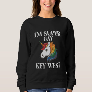 Sweatshirt Je suis super gay Key West LGBTQ licorne arc-en-ci