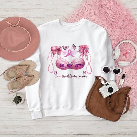 Sweatshirt Je suis un survivant du cancer du sein Ruban rose