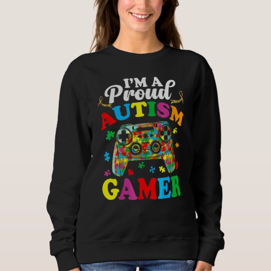 Sweatshirt Je suis une fière joueuse d'autisme gamer garçon A (Devant)