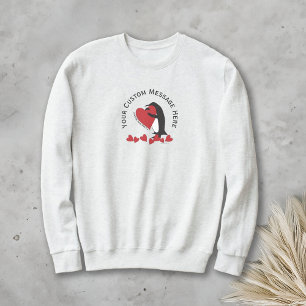 Sweatshirt Je t'aime plus ! Pingouin et cœur rouge