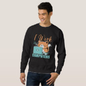 Sweatshirt Je Travaille Sur Ordinateurs Chat Chat Programme (Devant entier)
