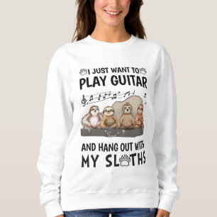 Sweatshirt Je veux juste jouer du guitar shirt mignons paress