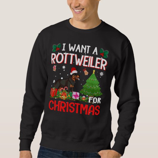 Sweatshirt Je Veux Un Rottweiler Pour Noël Essentiel (Devant)
