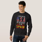 Sweatshirt Je Vis Aux Etats-Unis Mais Mon Coeur Est En Espagn (Devant entier)