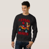 Sweatshirt Je vole des coeurs T Rex dinosaure Saint-Valentin (Devant entier)