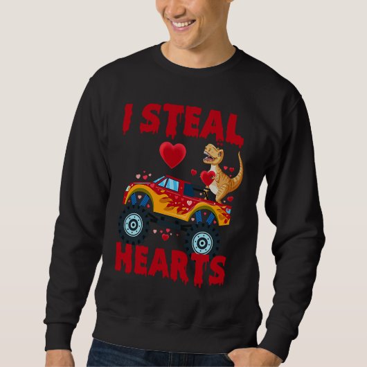Sweatshirt Je vole des coeurs T Rex dinosaure Saint-Valentin (Devant)