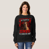 Sweatshirt Je Vous Poussais Devant Les Zombies Pour Sauver Mo (Devant entier)