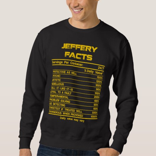 Sweatshirt JEFFERY facts servings nutrion daily value fathers (Devant)