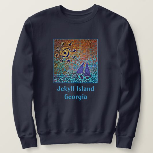 Sweatshirt Jekyll Island, GA voilier, vagues de l'océan et so (Design devant)