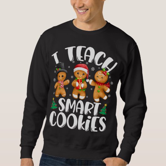Sweatshirt J'Enseigne les biscuits intelligents Noël Enseigna (Devant)