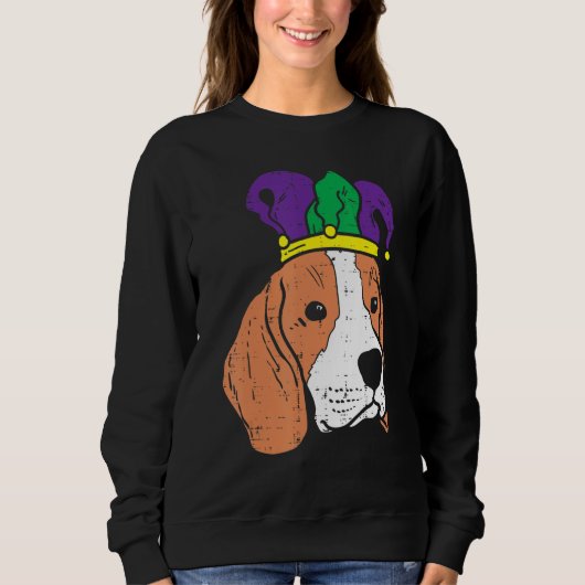 Sweatshirt Jester Beagle Casquette Face Mardi Gras Drôle Chie (Devant)