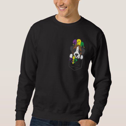 Sweatshirt Jester Boxer Pieds Mardi Gras Poche Drôle Chien Ho (Devant)