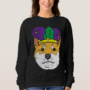 Sweatshirt Jester Shiba Inu Face Mardi Gras Chiens Japonais H