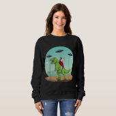 Sweatshirt Jesus équitation A Dinosaur Drôle Bigfoot UFO Alie (Devant entier)