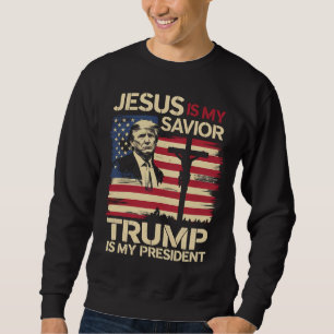 Sweatshirt Jésus est mon sauveur Trump est mon président Drap