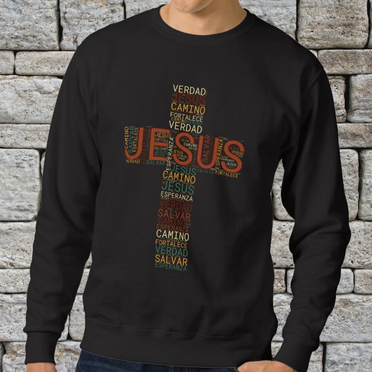Sweatshirt Jésus et la foi Croix Chrétienne Espagnol Hommes