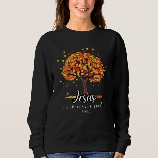 Sweatshirt Jésus Jamais Feuille Sweatshirt-Automne tee (Devant)