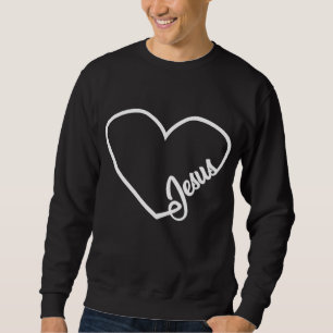 Sweatshirt Jésus Letters En Heart Christian Religion Jésus Lo