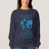 Sweatshirt Jesus Saves Graphic 90's bleu foncé (Devant)