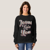 Sweatshirt Jésus Vous Aime Style Vintage Rétro (Devant entier)