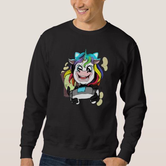 Sweatshirt Jeu Casque Unicorne Casque Casque Conso du contrôl (Devant)