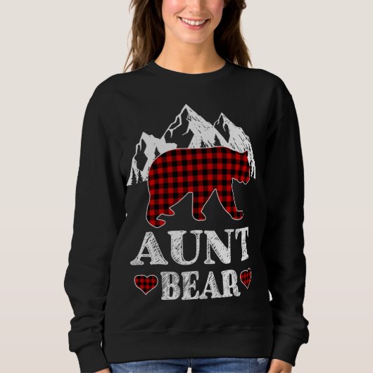 Sweatshirt Jeu de Noël de la tante Bear Red Plaid Buffalo (Devant)