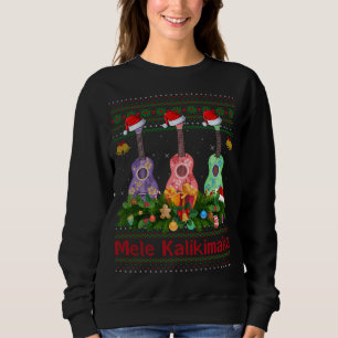 Sweatshirt Jeu de Noël hawaïen Ugly Mele Kalikimaka Ukulele G