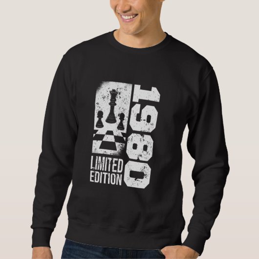 Sweatshirt Jeu d'échecs 1980 Pièces d'échecs d'anniversaire (Devant)