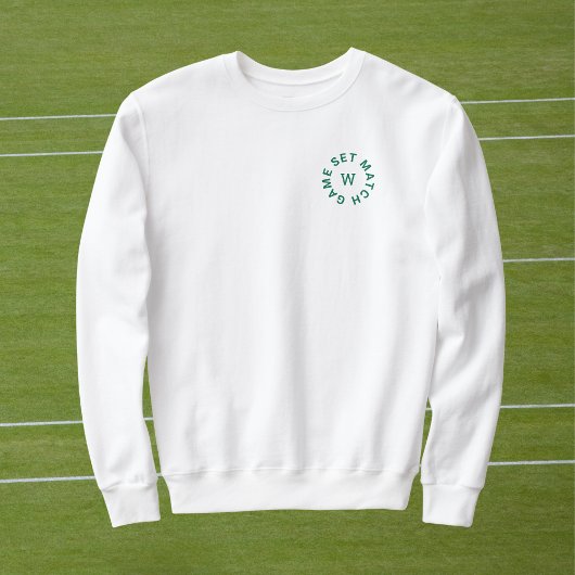 Sweatshirt Jeu Set Match Green Monogram Dames Tennis Blanc