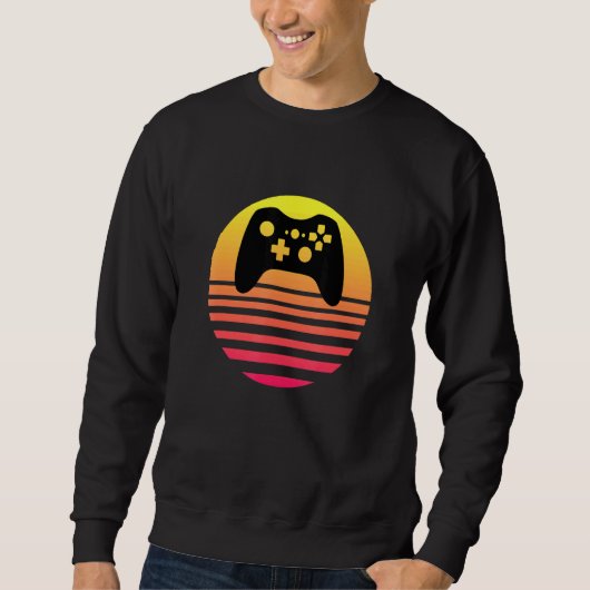 Sweatshirt Jeu Sunset Joystick Novelté Vintage Classe Retro (Devant)