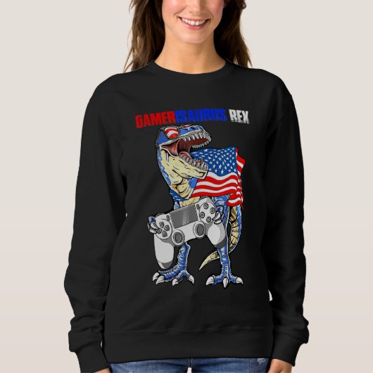 Sweatshirt Jeu vidéo 4 juillet T Rex Dinosaur Amerisaurus (Devant)