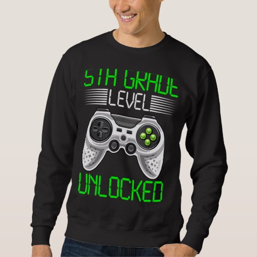 Sweatshirt Jeu vidéo déverrouillé de 5e année Retour à l'écol (Devant)