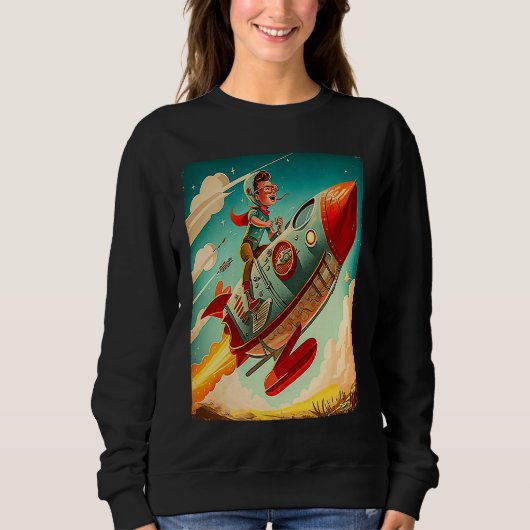 Sweatshirt Jeune garçon pilote faisant la course de fusée dan (Devant)