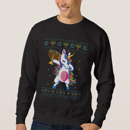 Sweatshirt Jewnicorn Hanukkah Unicorn Ugly Christmas Pjs (Devant)