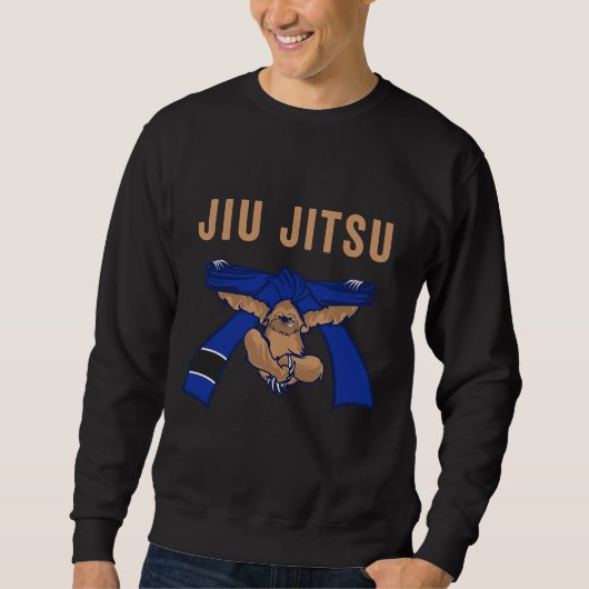 Sweatshirt Jiu Jitsu Bjj Sloth Jiu Jitsu Blue Belt Avec Texte (Devant)