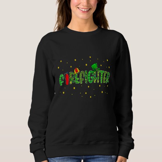 Sweatshirt Jobs pompier amusant St Patrick Day Leopard Pl (Devant)