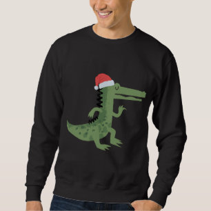 Sweatshirt Joli Alligator Avec Le Chapeau Du Père Noël Drôle