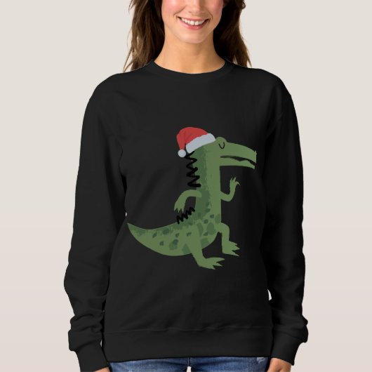 Sweatshirt Joli Alligator Avec Le Chapeau Du Père Noël Drôle (Devant)