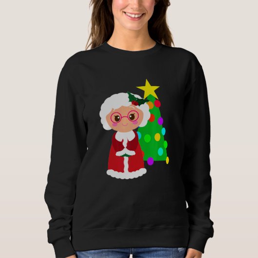 Sweatshirt Joli arbre de Noël Santa Claus Famille Corresponda (Devant)