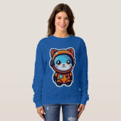 Sweatshirt Joli Chat Astronaute Orange Kawaii Espace (Devant entier)