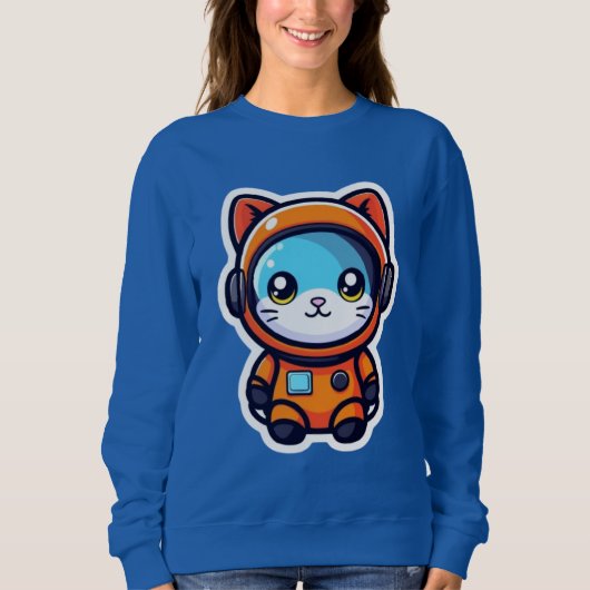 Sweatshirt Joli Chat Astronaute Orange Kawaii Espace (Devant)