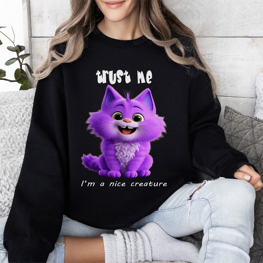 Sweatshirt Joli Chat Violet | Croyez Moi Je Suis une Créature