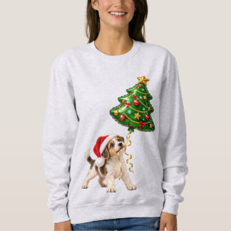 Sweatshirt Joli chien de Noël avec ballon en forme d'arbre
